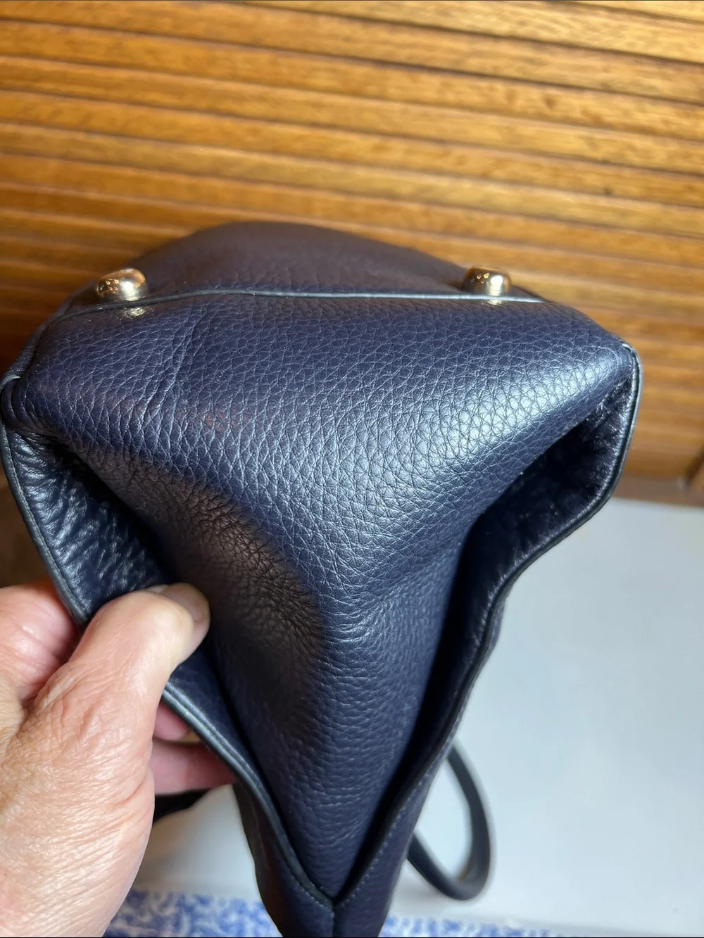 Coach Morgan satchel bag in midnight navy pebble grain leather